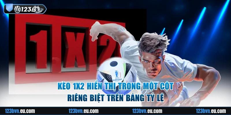Kèo 1X2 hiển thị trong một cột riêng biệt trên bảng tỷ lệ